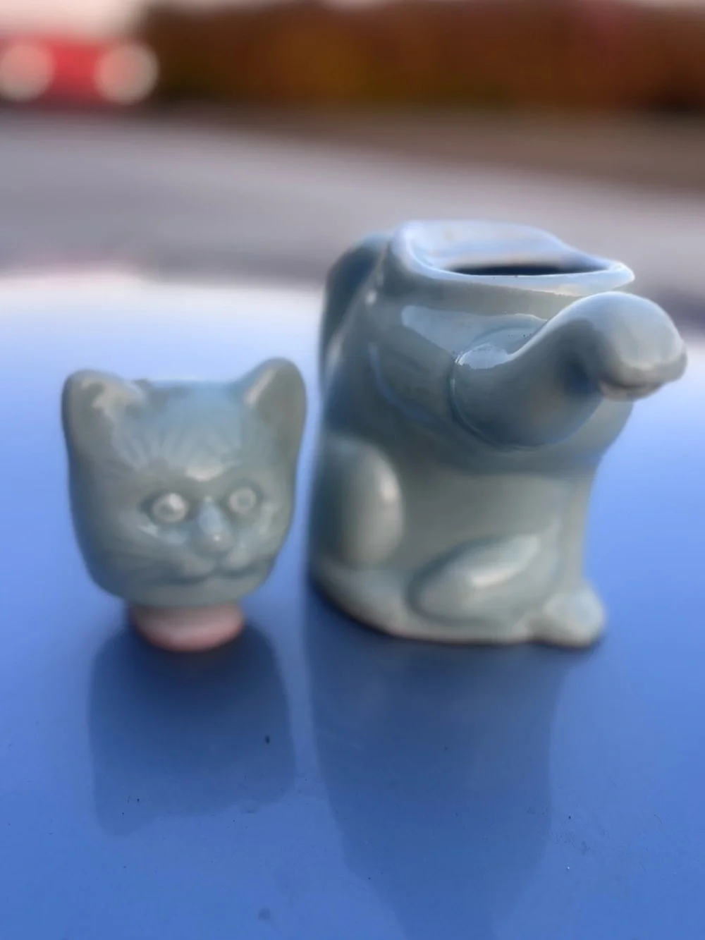 Ceramic Cat Teapot - light green Cat Design